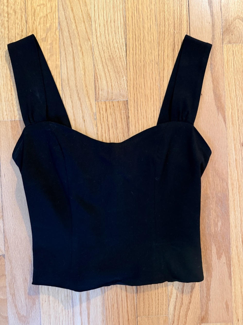 Women's Black Square-Neck Crop Top with Wide Straps
